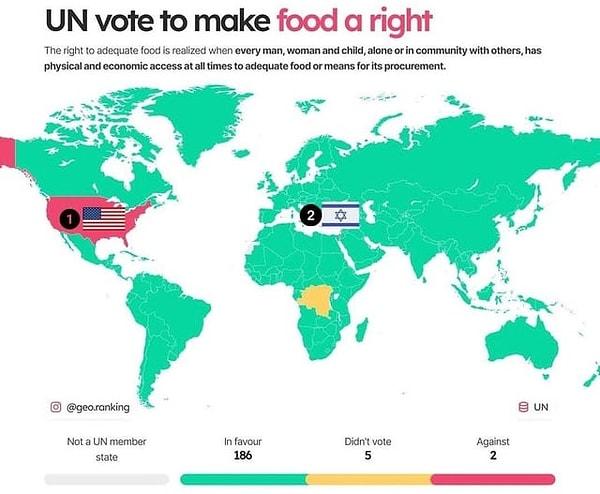 11. BM'in, yiyecekleri bir insan hakkı yapmak için verdiği oylar.