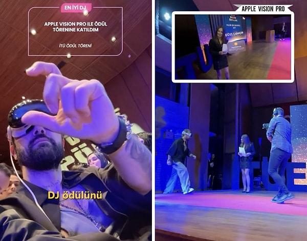DJ Doğuş Çabakçor, bir ödül törenine Apple Vision Pro ile katıldı.