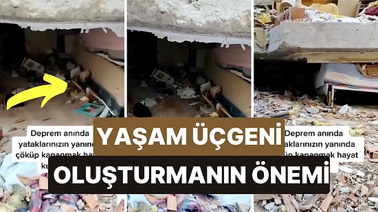 Bir Enkazın Görüntüsü Deprem Anında Yaşam Üçgeni Oluşturmanın Önemini Net Bir Şekilde Gösterdi