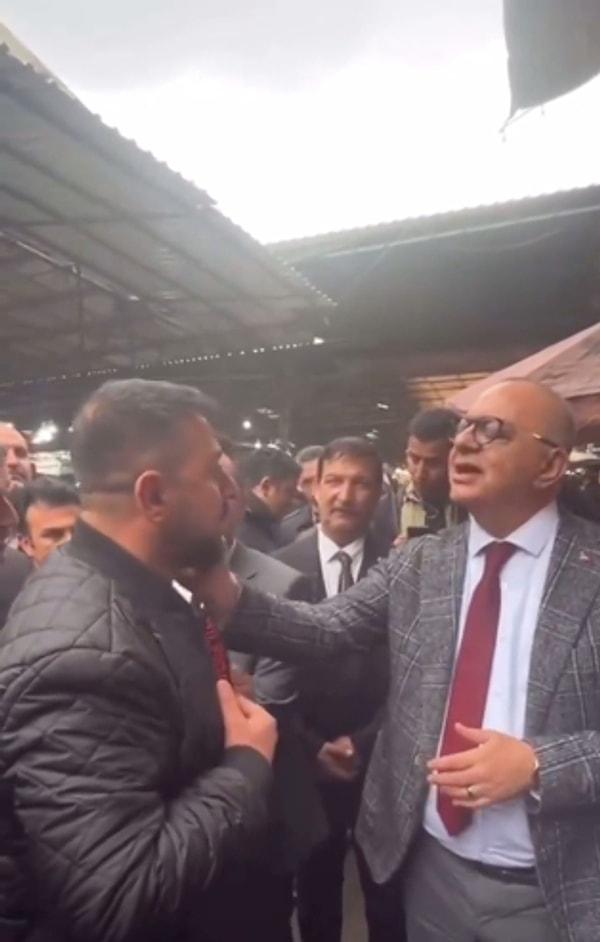 Cengiz Ergün, Turgutlu ilçesinde bulunan bir pazar yerinde vatandaşlarla buluşarak seçim çalışmaları yapmak istedi ancak bir vatandaş kendisine tepki gösterdi.