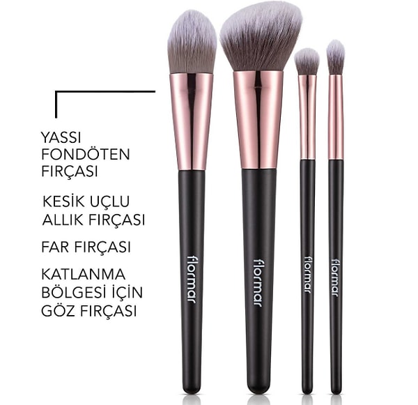 12. Flormar-Yumuşak Kıllı ve Dayanıklı Makeup Brush Set Allık & Fondöten & Far & Crease Makyaj Fırça Seti