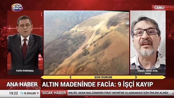 Gazeteci Fatih Portakal, Erzincan'ın İliç ilçesinde 'Anagold Madencilik' tarafından işletilen madende meydana gelen toprak kayması ardından başlayan siyanür tartışmaları sonrası 'Fay hattının bulunduğu bölgede böyle bir siyanürlü atık havuzunu hangi gerizekalı yapabilir?' dedi.