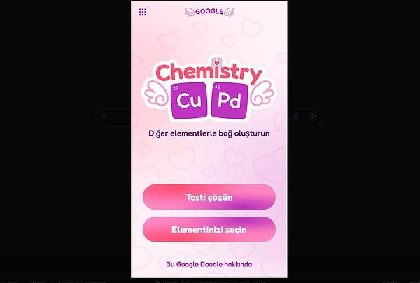 Google'ın bu yılki Sevgililer Günü doodle'ı Chemistry CuPd!