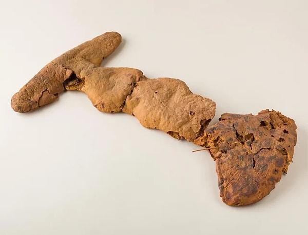 2. Antik Mısır'dan kalma bir mezarlıkta bulunan 3500 yıllık bir ekmek kalıntısı.