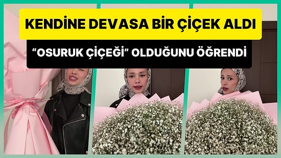 Takipçilerine Nispet Yapmak İçin Kendine Devasa Bir Çiçek Alan Kadın, 'Osuruk Çiçeği' Yorumlarına Sinirlendi