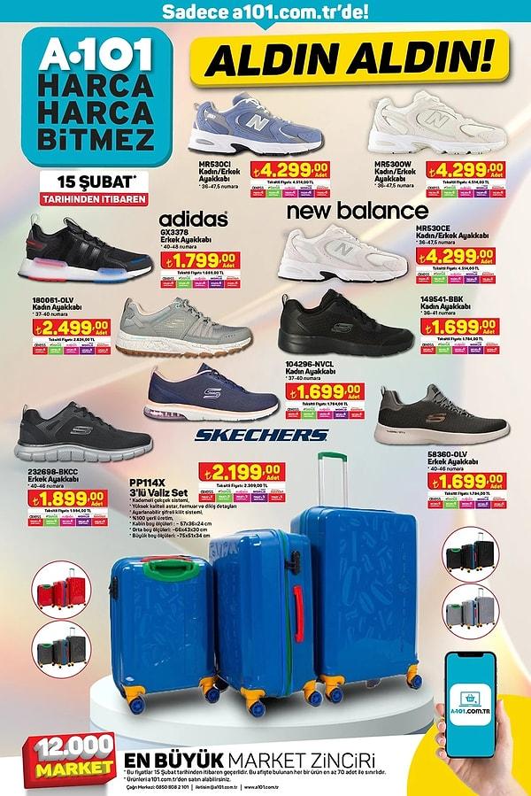 New Balance Skechers ve Adidas Ayakkabılar;