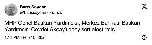 Cevdet Akçay'ın ekonomi ve özellikle enflasyon alanında akademik çalışmaları güven verici olurken,