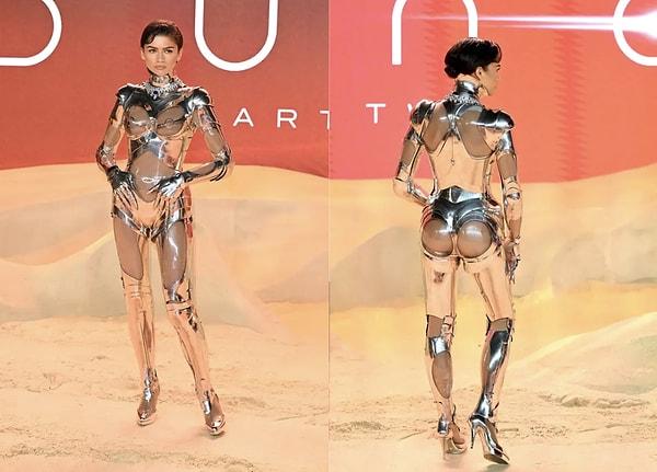 "Dune 2" filminin Londra galasında 1995'te tasarlanmış kostümü taşıyan Zendaya bir kez daha kırmızı halının kraliçesi olduğunu herkese kanıtladı...