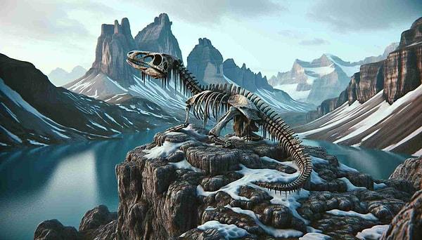 İlk dinozorlar zamanından önce yaşamış bir sürüngen türüne ait olduğu düşünülen bu fosilin bacakları ve pulları gerçekken geri kalan kısmının ise kayaya boyama yoluyla eklenmiş olduğu ortaya çıktı.