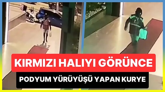 Sipariş Götürmek İçin Gittiği Binada Kırmızı Halı Görünce Podyum Yürüyüşü Yapan Kurye