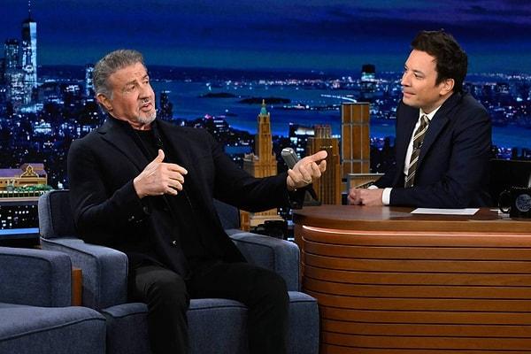 Stallone shared the first meeting of "Rocky" and "Rambo" on Fallon's show.