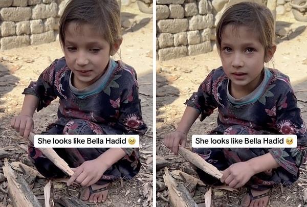 Minik kızın Bella Hadid'e benzerliği görenleri şaşkına çevirdi.