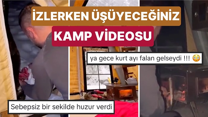 Kamp Videoları ile Tanınan Atik Ailesinin Kar Altına Yaptığı Sobalı Çadır Kampını İzlerken Üşüyeceksiniz