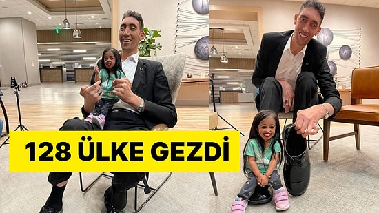 İlk 2018'de Mısır'da Buluştular: Dünyanın En Uzun Adamı ve En Kısa Kadını Bu Sefer de Kaliforniya'da!