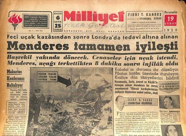 Adnan Menderes’in Londra’da kurtulan hayatı ise çok uzun sürmedi.   27 Mayıs 1960 yılında devrilen Menderes, 17 Eylül 1961’de Anayasa Suçlusu olduğu isnadıyla idam edildi.