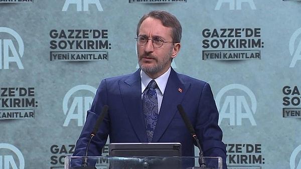 İletişim Bakanı Fahrettin Altun, Anadolu Ajansı (AA) tarafından AAtölye'de başkent Ankara'da düzenlenen "Gazze'de Soykırım:Yeni Kanıtlar" panelinde konuştu.