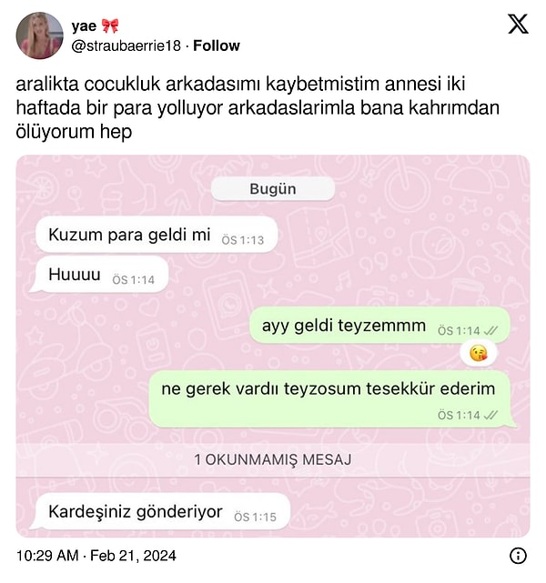 Bir Twitter kullanıcısı yakın zamanda kaybettiği arkadaşının annesi ile arasında geçen diyaloğu paylaştı.