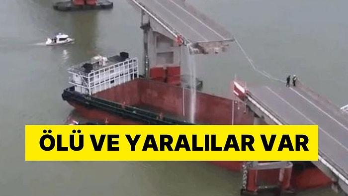 Çin'de Konteyner Gemisi Köprüye Çarptı, Araçlar Denize Düştü: Ölü ve Yaralılar Var