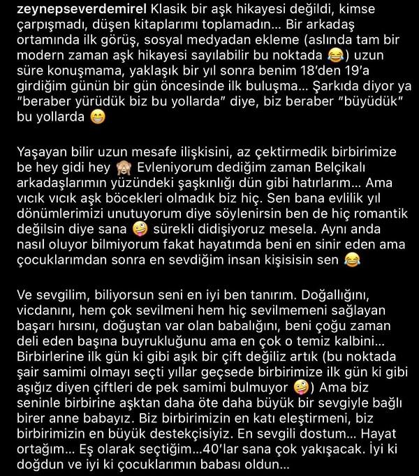 Zeynep Demirel'in, eşinin 40. yaş gününü kutlarken yazdığı upuzun mesaja Volkan Demirel'in verdiği tepki sosyal medyada yeniden viral oldu.