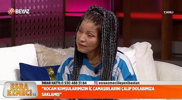 10. Beyaz TV'de yayınlanan Yeni Baştan programını sunan psikolog Esra Ezmeci'ye konuk olan Pervin isimli kadın, kocasının komşuların iç çamaşırlarını çaldığını açıkladı.