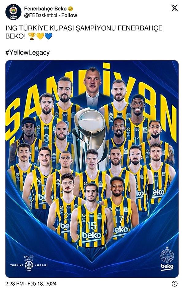 Basketbol Erkekler ING Türkiye Kupası finalinde Fenerbahçe Beko, Anadolu Efes'i 80-67 mağlup ederek kupayı müzesine götürmeyi başardı.
