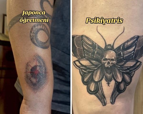 Bir dövme sanatçısı müşterilerinin mesleklerini ve tercih ettikleri dövmeleri paylaştı.