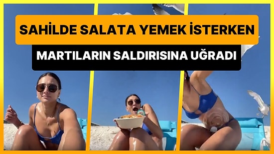 Sahilde Salata Yediği Anları Kaydetmek İsterken Martıların Saldırısına Uğrayan Kadın