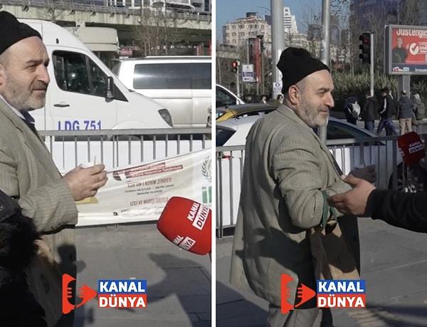 Muhabir Murat Kurum'un seçim standında dağıtılan çayı alan bir vatandaşa vereceği cevaba hazır bir şekilde mikrofon uzattı.