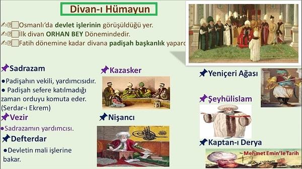7. Divan-ı Hümayun Orhan Bey döneminde kurulmuştur.