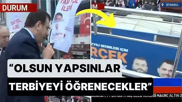 Ekrem İmamoğlu'nun Miting Yaptığı Alanda Bir AKP Seçim Aracı Müzik Açarak Vatandaşların Arasından Geçti