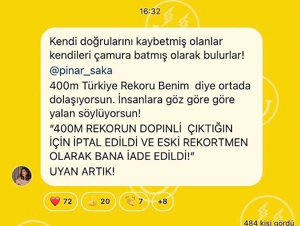 Birsen Bekgöz'ün iddiasına göre aralarındaki gerilimin başladığı 2012 Olimpiyatları'nda Pınar'ın elde ettiği rekor, dopingden dolayı iptal edilmiş!