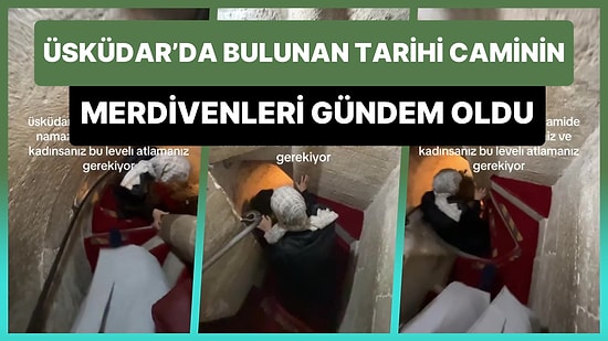 Üsküdar'daki Tarihi Valide-i Cedid Camii'nin Dik ve Dar Merdivenleri Gündem Oldu