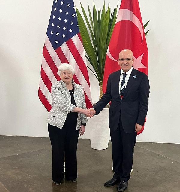 Şimşek, G20 Zirvesi'nde ABD Hazine Bakanı Yellen ile bir araya geldi.