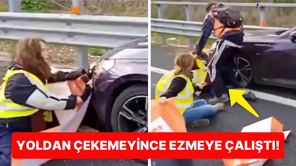 Bir Vatandaş, Ana Yolda Oturarak Eylem Yapan İklim Aktivistini Arabayla Ezmeye Çalıştı