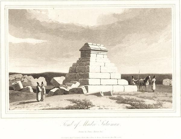 9. Büyük Cyrus'un mezarının (MÖ 550-530) James Justinian Morier tarafından 1811'de yayınlanan "Madre Süleyman'ın Mezarı" başlıklı ilk modern tasviri.