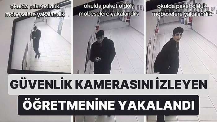 Bir Öğrenci Koridorda Gizli Gizli Cep Telefonuyla Oynarken Güvenlik Kamerasını İzleyen Öğretmenine Yakalandı