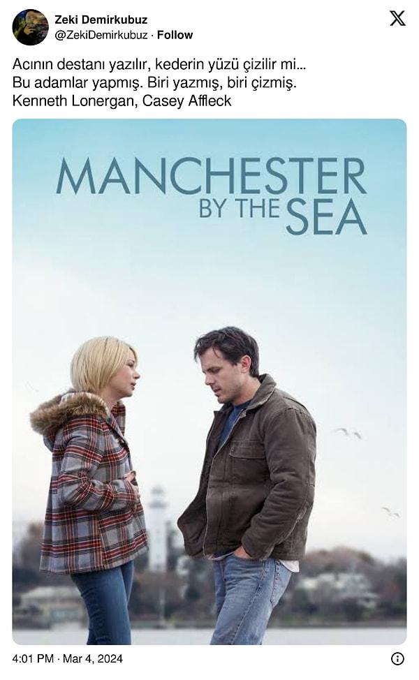 Tüm bu goygoyun ardından Zeki Demirkubuz sözünü tuttu ve dün yani 4 Mart tarihinde X'te bir paylaşım yaptı. Demirkubuz yaptığı paylaşımda Kenneth Lonergan'ın 2016'da vizyona giren Manchester Bye The Sea (Yaşamın Kıyısında) filmini beğendiğini söyledi.