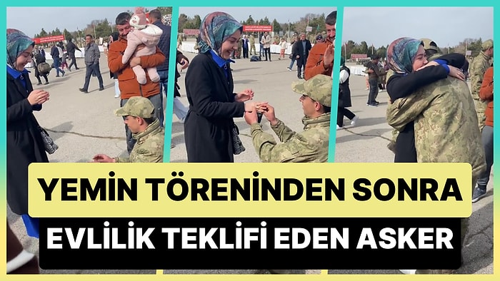 Yemin Törenine Gelen Kız Arkadaşına Evlilik Teklifi Yapan Askerin Viral Olan Anları