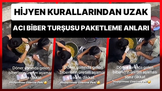 Eve Siparişlerde Yemeğin Yanında Gelen Acı Biber Turşularının Paketlenme Anlarına Ait Görüntüler Tepki Çekti