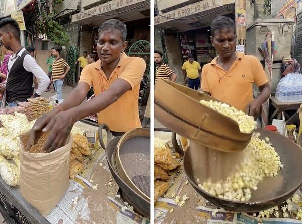Hindistan'da kumda patlamış mısır yapan bir satıcının videosu sosyal medyada viral oldu fakat bu sefer mesele hijyen değildi.