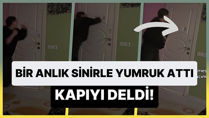 Bir Anlık Sinirle Kapıyı Yumruklayan Kadın, Kapının Delindiğini Görünce Şoke Oldu