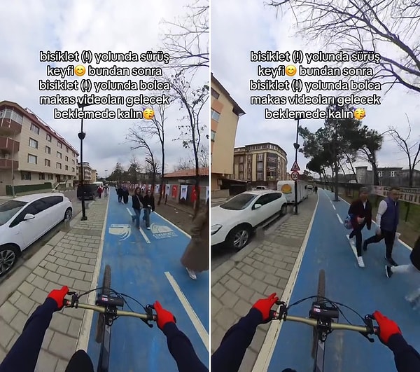 "@yalnizpedalsor" ismiyle sosyal medyada paylaşımlar yapan bir bisikletli de İstanbul Çekmeköy'de yaşadığı olayı paylaştı.