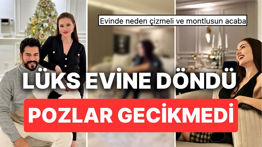 Katar'dan Dönen Fahriye Evcen Lüks Evinden Deri Ceketli ve Çizmeli Pozlarını Paylaştı