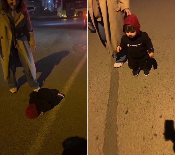 Ailesi ile birlikte yolda yürürken ezan sesi duyan Aslan Zeyd, caddeni ortasında namaza durdu. Görseli