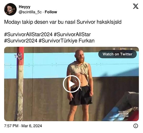 Sosyal medyada pek çok izleyici kahkaha atsa da, diğer yarışmacıların üstlerine hiçbir şey olmazken Furkan Kızılay'ın bu denli yıpranmasının "şov" olduğunu düşünenler de vardı.