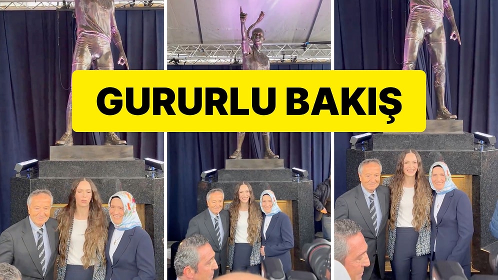 Eda Erdem'in Anne ve Babasıyla Heykelinin Önünde Poz Verirken Gözlerindeki Mutluluk Kalbinizi Isıtacak
