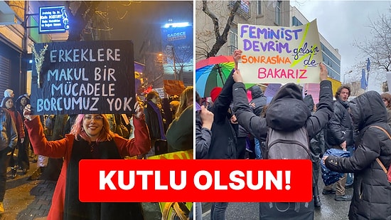 8 Mart Kadınlar Günü'ne Özel Feminist Gece Yürüyüşüne Katılan Kadınların Atarlı Pankartları Güne Damga Vurdu