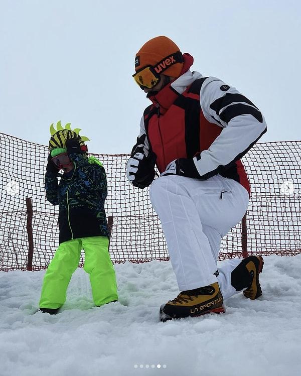 Evcen ve Özçivit çifti, Ocak ayının sonlarında ise ailecek kayak tatiline çıkmışlardı.