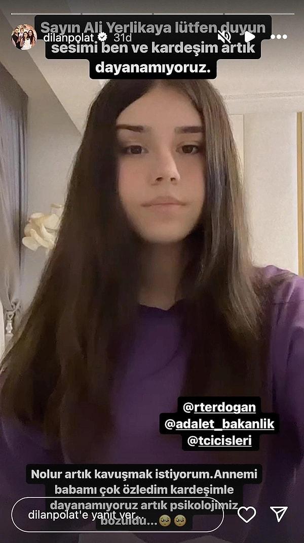 13 yaşındaki kızın Cumhurbaşkanı Recep Tayyip Erdoğan'ın, Adalet Bakanlığı'nın ve İçişleri Bakanlığı'nın etiketlendiği paylaşımdaki sitemi ise sosyal medyanın gündemine oturdu.