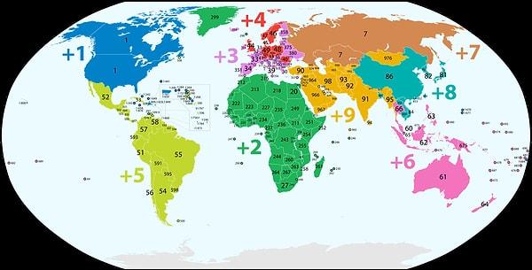 6. Dünya ülkelerinin numaraları.